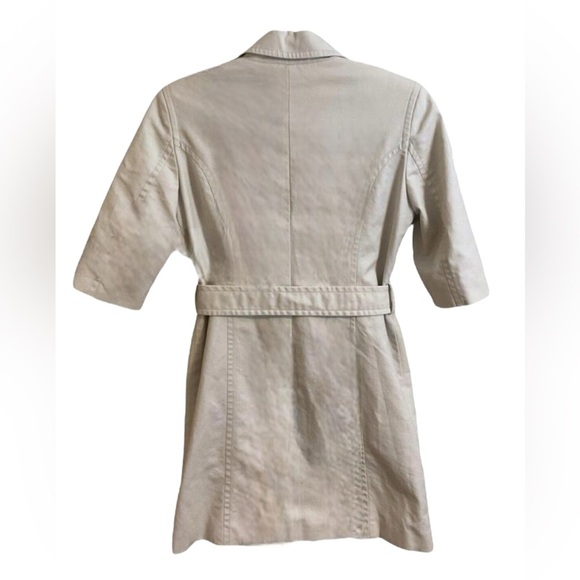MEXX Stylish Light Khaki Short Pleated Trench Coat Belt Pockets 3/4 Slee… - Picture 11 of 13